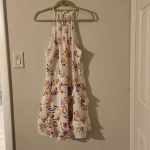 Parker white floral halter dress, size large